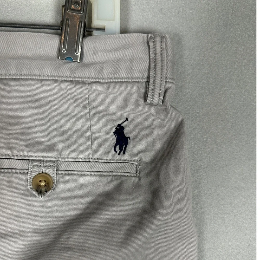 Polo Ralph Lauren Pants Mens 34X32 Grey Khakis Chino Stretch Straight Fit Pony